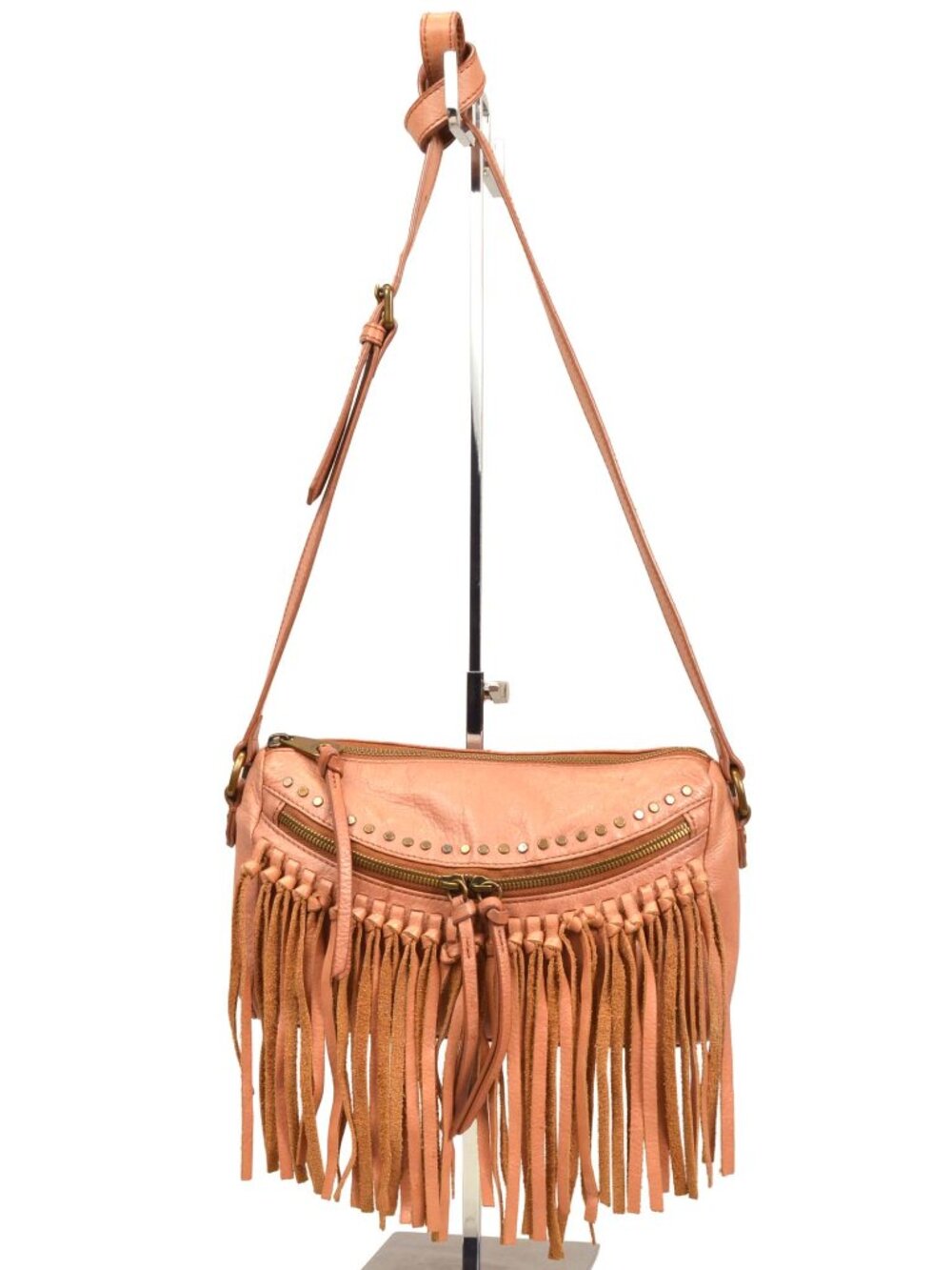 Joelle Hawkens Tan Leather Fringe Crossbody